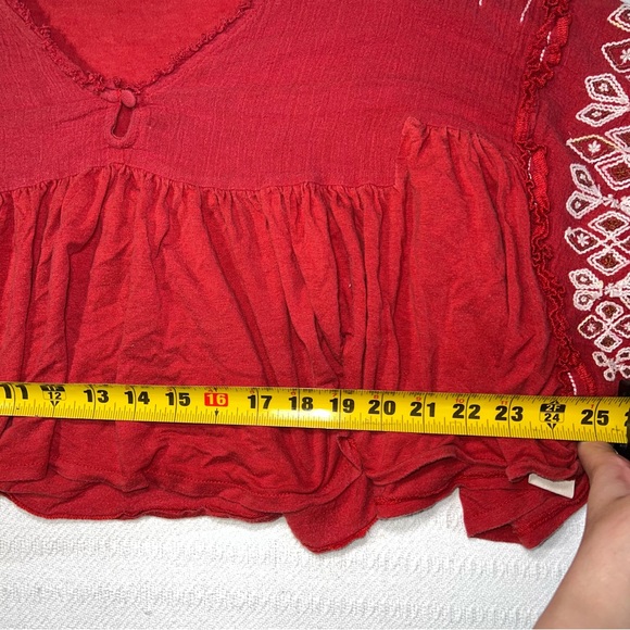 Free People Embroidered Top Boho Peasant Blouse Womens M Balloon Sleeve - Picture 9 of 10